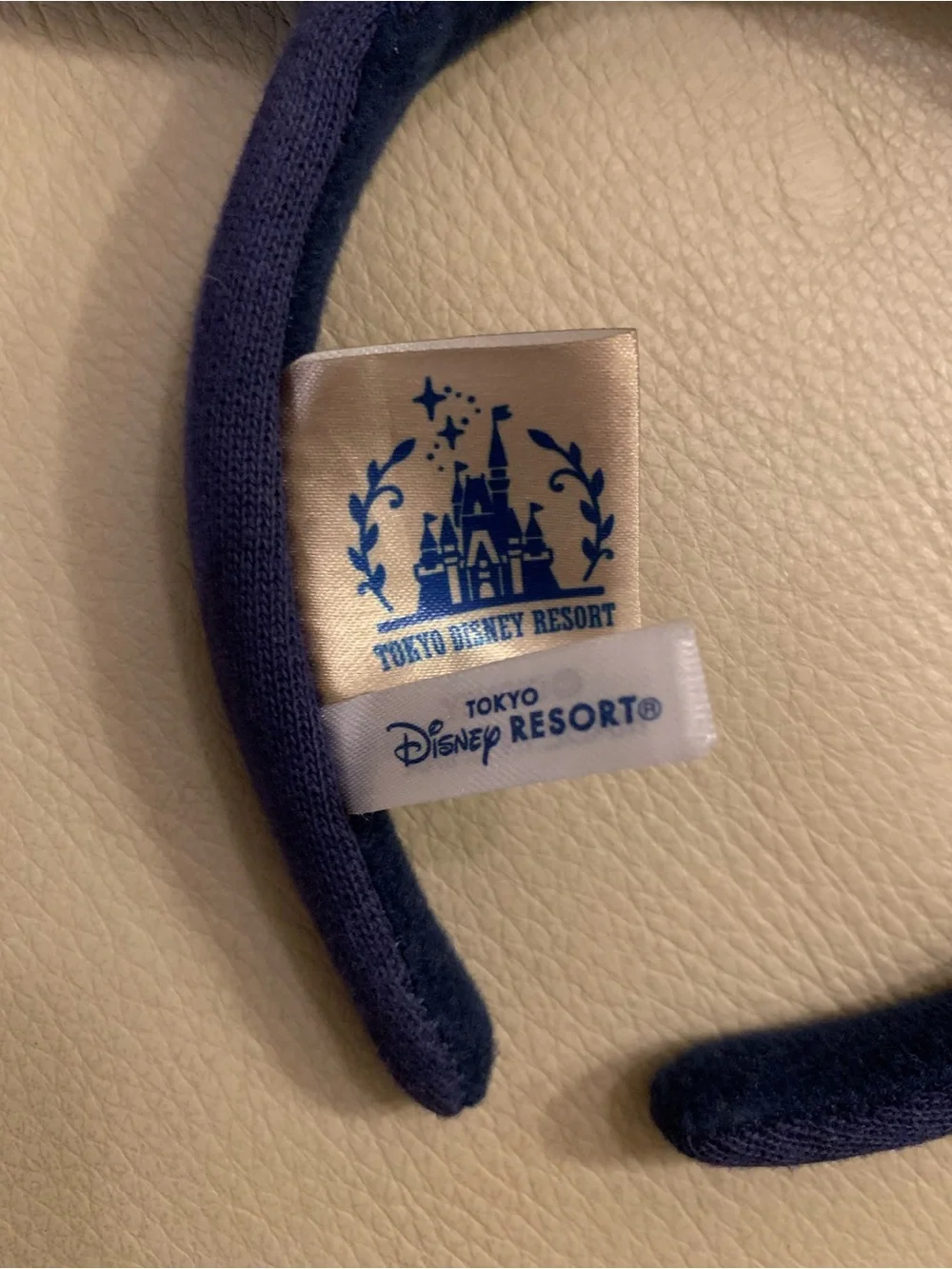 Tokyo Disney Resort Limited Minnie Mouse Headband Blue Beige Bow EUC Japan